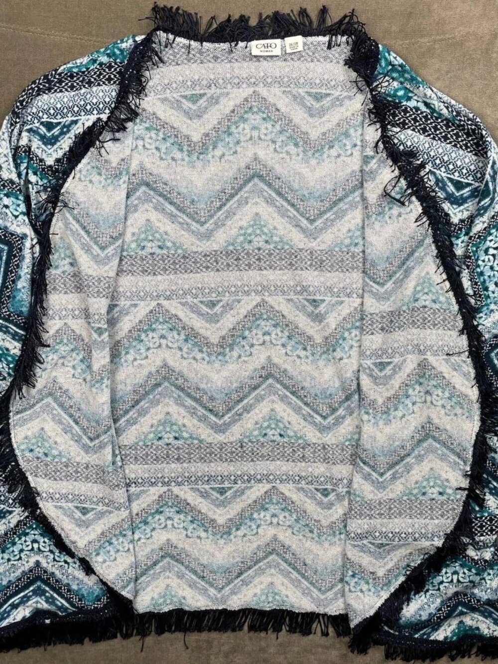 CATO Green Herringbone Pattern Woven Short Sleeve Top Women's Size 26/28